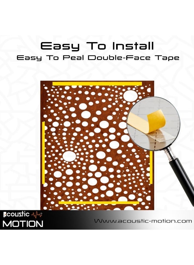 أكويستك موشان لوحات جدارية خشبية من خشب MDF من ACOUSTIC MOTION®، تصميم NEXUS مع شريط لاصق مزدوج الوجه، لون بني عصري، مناسبة للمنزل، غرفة المعيشة، غرفة النوم، المكتب والفندق، 25×50×0.5 سم، طقم من 4 قطع - Image 4
